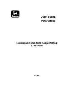 John Deere 95-H Hillside Combine Parts catalog PC587 — actual manual cover