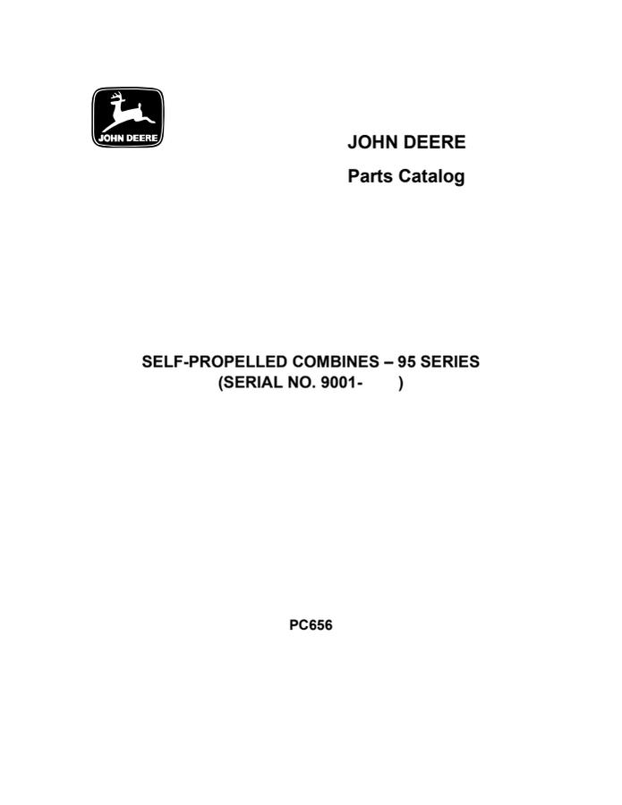 John Deere 95 Series Combine Parts catalog PC656 — actual manual cover