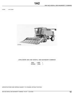 John Deere 9500 and Sidehill 9500 Maximizer Combine Parts catalog PC2179 — actual manual cover