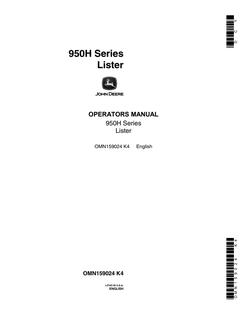 John Deere 950H Series Lister Lister Operator manual OMN159024 — actual manual cover