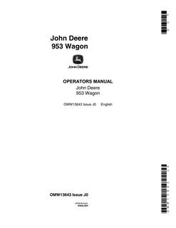 John Deere 953 Wagon Wagon Operator manual OMW13643 — actual manual cover