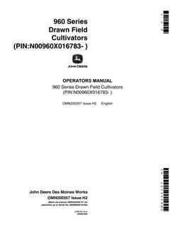 John Deere 960 Series Drawn Field Cultivators Field cultivator Operator manual OMN200357 — actual manual cover