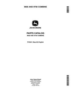 John Deere 9650, 9750 Combine Parts catalog PC9241 — actual manual cover
