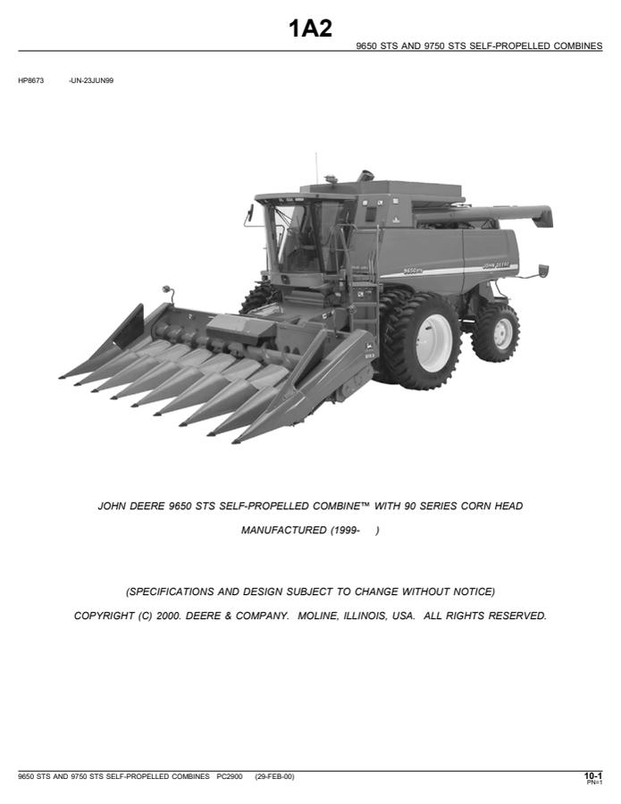 John Deere 9650 STS and 9750 STS Combine Parts catalog PC2900 — actual manual cover