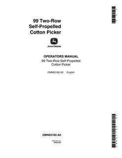 John Deere 99 Two-Row Self-Propelled Cotton Picker Cotton picker Operator manual OMN63160 — actual manual cover