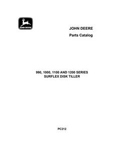 John Deere 990, 1000, 1100, 1200 Series Disk tiller Parts catalog PC212 — actual manual cover