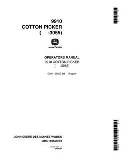 John Deere 9910 Cotton Picker Cotton picker Operator manual OMN159509 — actual manual cover
