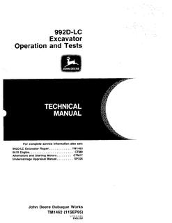 John Deere 992D-LC Excavator Operation and test technical manual TM1462 — actual manual cover