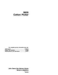 John Deere 9935 Cotton Picker Technical Manual TM1613 — actual manual cover