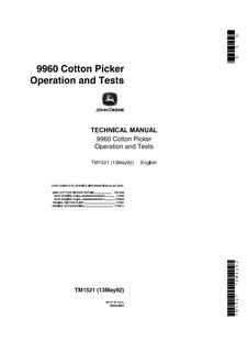 John Deere 9960 Cotton picker Operation and test manual TM1521 — actual manual cover