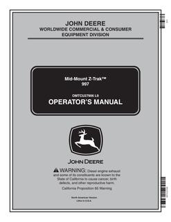 John Deere 997 Zero-turn mower Operator manual OMTCU27906 — actual manual cover