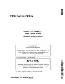 John Deere 9986 Cotton Picker Cotton picker Operator manual OMN300026 — actual manual cover