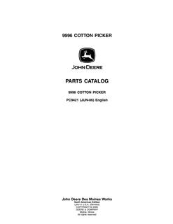 John Deere 9996 Cotton picker Parts catalog PC9421 — actual manual cover