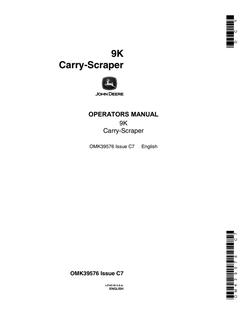 John Deere 9K Carry-scraper Operator's manual OMK39576 — actual manual cover