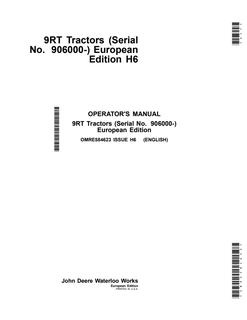 John Deere 9RT Tractors Tractor Operator manual OMRE584623 — actual manual cover