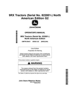 John Deere 9RX Tractors Agricultural tractor Operator's manual OMTR129431 — actual manual cover
