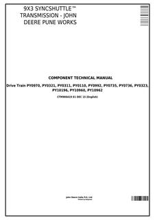 John Deere 9X3 SyncShuttle Transmission CTM900419 — actual manual cover