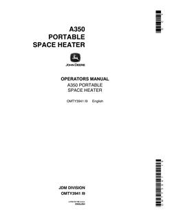 John Deere A350 Space heater Operator manual OMTY3941 — actual manual cover