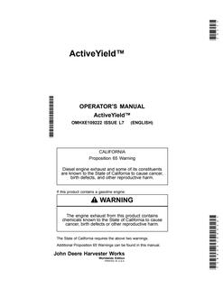 John Deere ActiveYield Yield monitoring system Operator manual OMHXE109222 — actual manual cover