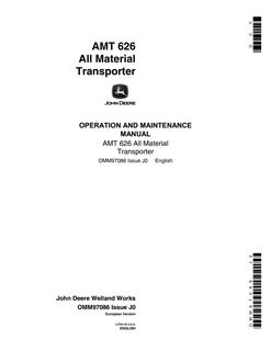 John Deere AMT 626 All material transporter Operation and maintenance manual OMM97086 — actual manual cover