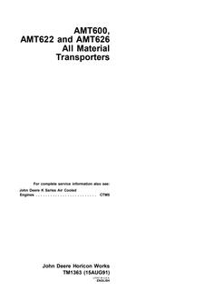 John Deere AMT600, AMT622, AMT626 All-Material Transporter Technical Manual TM1363 — actual manual cover