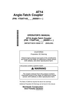 John Deere AT14 Coupler Operator manual OMT397716X19 — actual manual cover