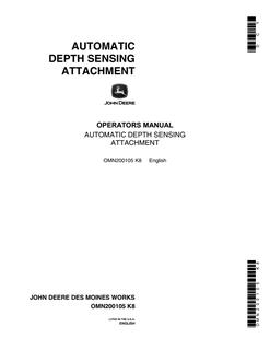 John Deere Automatic Depth Sensing Attachment Depth sensing attachment Operator manual OMN200105 — actual manual cover