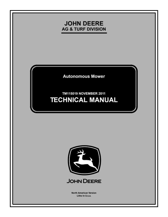 John Deere Autonomous Mower Mower Technical Manual TM115019 — actual manual cover