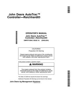 John Deere AutoTrac Controller-Reichhardt Guidance controller Operator manual OMPFP16942 — actual manual cover