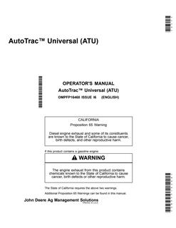 John Deere AutoTrac Universal (ATU) Guidance system Operator manual OMPFP16468 — actual manual cover