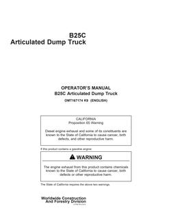 John Deere B25C Articulated dump truck Operator manual OMT167174 — actual manual cover