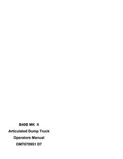 John Deere B40B MK II Articulated dump truck Operator manual OMT870951 — actual manual cover