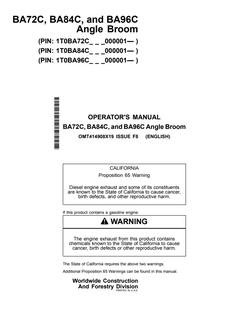 John Deere BA72C, BA84C and BA96C Angle broom Operator manual OMT414908X19 — actual manual cover