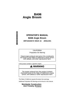 John Deere BA96 Angle Broom Operator's Manual OMT345436X19 — actual manual cover