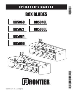 John Deere BB5048L; BB5060; BB5060L; BB5072; BB5084; BB5096 Box blade Operator manual 5TITE511191 — actual manual cover