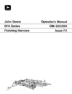John Deere BFA Series Finishing Harrow Operator's Manual OM-B25399 — actual manual cover