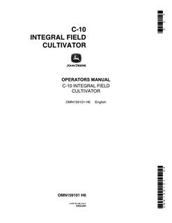 John Deere C-10 Field cultivator Operator manual OMN159101 — actual manual cover
