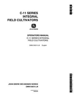John Deere C-11 Series Field cultivator Operator manual OMN159215 — actual manual cover