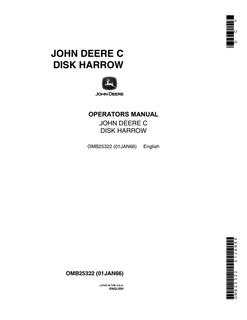 John Deere C Disk harrow Operator's manual OMB25322 — actual manual cover