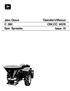 John Deere C380 Spreader Operator manual OM.CC 14576 — actual manual cover
