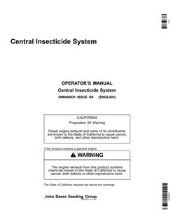 John Deere Central Insecticide System Insecticide system Operator's manual OMA88831 — actual manual cover