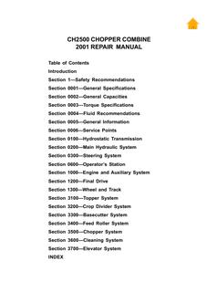 John Deere CH2500 Chopper Combine 2001 Repair Manual — actual manual cover