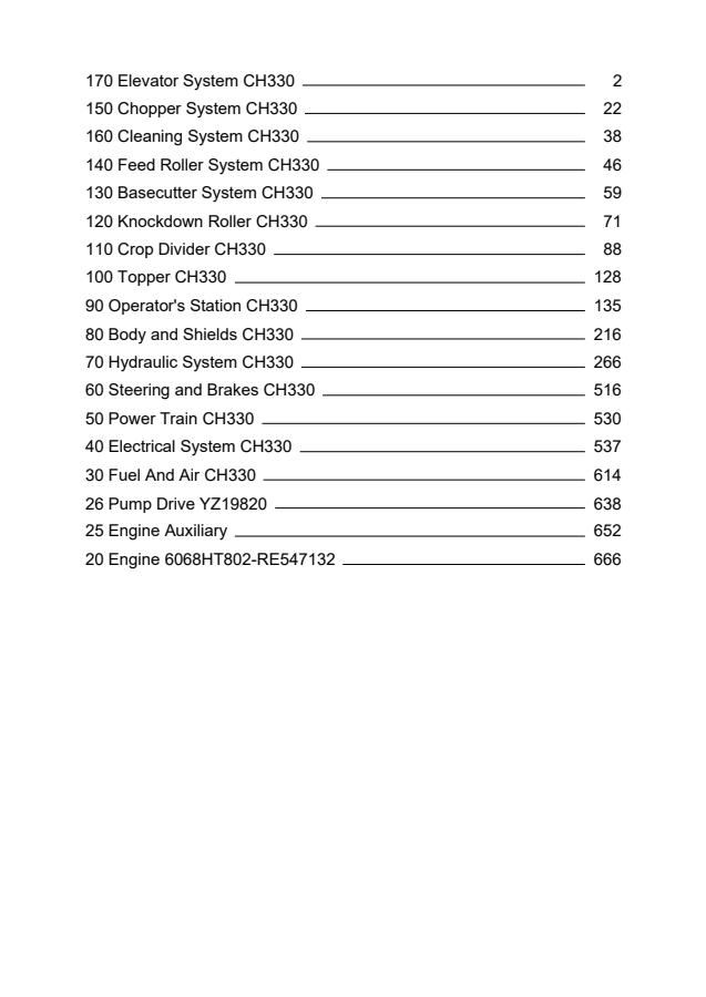 John Deere CH330 Sugarcane harvester Parts catalog PC12317 — actual manual cover