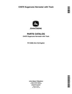 John Deere CH570 with track Sugarcane harvester Parts catalog PC12586 — actual manual cover