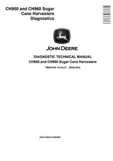 John Deere CH950 CH960 Sugar Cane Harvesters Diagnostic Technical Manual — actual manual cover