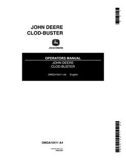 John Deere Clod-Buster Clod buster Operator manual OMGA10411 — actual manual cover