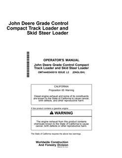 John Deere Compact track loader; skid steer loader Grade control system Operator manual OMT444934X019 — actual manual cover