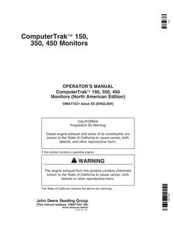 John Deere ComputerTrak 150, 350 and 450 Planter monitor Operator manual OMA77221 — actual manual cover