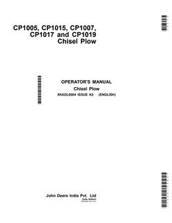 John Deere CP1005, CP1015, CP1007, CP1017, CP1019 Chisel plow Operator manual 5KADL0004 — actual manual cover
