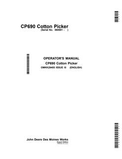 John Deere CP690 Cotton picker Operator's manual OMKK29405 — actual manual cover